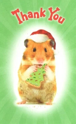 Christmas Hamster Cookie Thank You Note Hallmark Christmas Card - Imagem 1 de 3