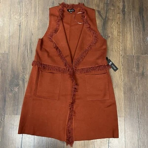 NEU Schwestern Rost Fransen Long Pullover Weste RTL $ 98 Größe Large - Bild 1 von 5