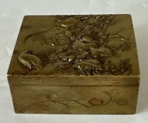 ANTIQUE JAPANESE STAMP BOX MEIJI PERIOD 1868-1912 MIXED METAL COPPER ON BRASS - Picture 1 of 13