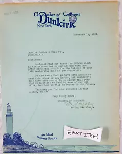 Dunkerque 1929 Nueva York Membrete Cámara de Comercio Dunkerque M.S. Secretaria LIBBY - Imagen 1 de 1