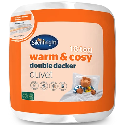 Silentnight Warm And Cosy Double Decker Duvet 18 Tog Thick Layers Winter Quilt - Image 1 of 4