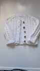 Handmade Girls White Cable Knit Cardigan Age 3 6 Months