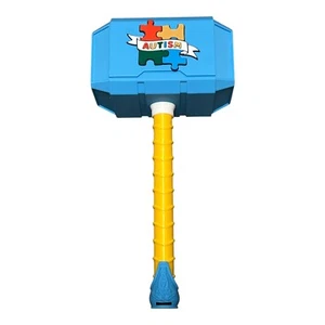 Autism Awareness Thor Hammer - Regalo de utilería de exhibición impresa en 3D de tamaño natural - Imagen 1 de 12
