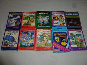 BOXED INTELLIVISION GAME LOT PITFALL DEMON ATTACK FROG BOG CARNIVAL SPACE HAWK > - Picture 1 of 2