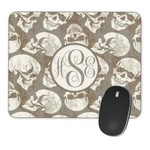 Sugar Skulls Tan Grunge Mouse pad Custom Monogram Personalized Name Initials - Picture 1 of 2