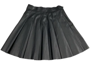 Falda de cuero sintético Kendall & Kylie para mujer XS plisada negra preppy gótica - Imagen 1 de 9