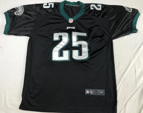 NFL Eagles Jersey Football Black Logo Embroidered #25 Size 42 Nike Philadelphia Cover