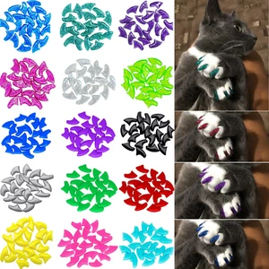 VICTHY 160Pcs(16 Colors) Cat Nail Caps Cat Claw Caps Cat Nail Covers with Adhesi - Picture 1 of 12