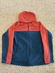Patagonia Kids Large (12) Micro D Snap-T Fleece Full Zip Hoodie Jacket Orange/BL - Picture 1 of 6