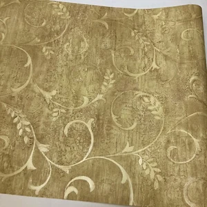 Gold Scroll Leaf Vinyl Coated Wallpaper Wallcovering Wallquest AL21000 USA - Picture 1 of 6