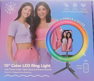 Dixie & Charli 10" Color LED Ring Light,Phone Holder,Table Stand & Remote - Picture 1 of 2
