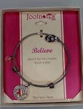 FOOTNOTES Stainless Steel 'BELIEVE' Shoot for The Moon Star Expandable Bracelet