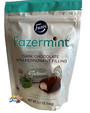 Fazer Dark Chocolate with Peppermint Filling 5.1oz Bag.  Product Of Finland