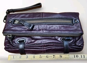 Coach 14085 Cambridge borsa pochette da polso bordeaux pelle nera $298,00 - Foto 1 di 13