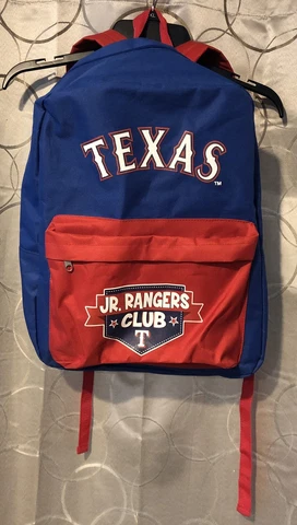 Texas Rangers Jr. Ranger Club Full-Size Backpack Blue & Red Baseball Giveaway Cover