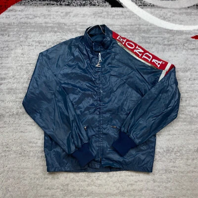 Chaqueta de Carreras Hondaline De Colección Pequeña Azul Café Motocicleta Bicicleta Cremallera Completa Años 70 80 Foto 1 de 4