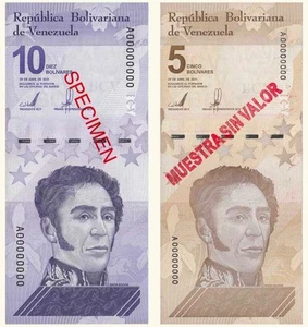 VENEZUELA, 5-10 Bolívares Digitales, Abril-29-2021, Serie A8, UNC. **MUESTRAS - Picture 1 of 2