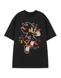 Sonic the Hedgehog T-Shirt Maniche Corte Vernice Ombra Nera (Uomo) - Foto 1 di 9
