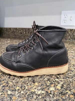 女士 Red Wing Moc Toe 靴子 3373 黑色边界皮革 7.5 — 第 1/4 张图片