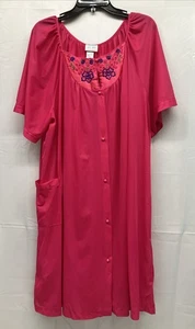 Kelly Reed Nachthemd Rose Rosa 26 W Nylon USA Made Vintage Stickerei 42" S-H - Bild 1 von 10