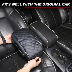 PU Black Leather Car Armrest Box Cover Handrest Trim For Hummer H3 2005-2009 - Picture 1 of 12