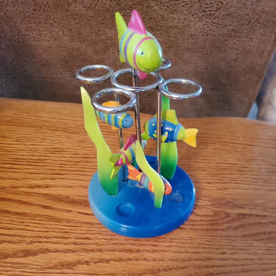 Soporte para cepillo de dientes accesorio de baño de peces coloridos tropicales Foto 1 de 3