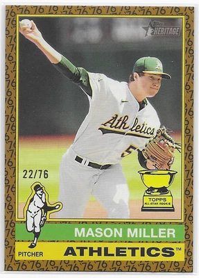2025 Topps Heritage Color of the Year #405 Mason Miller Oakland Athletics SP /76 - Image 1 of 2