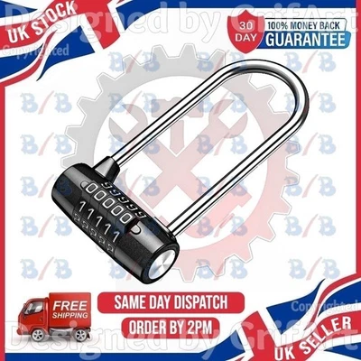 5 DIGIT LONG COMBINATION PADLOCK HEAVY DUTY SHACKLE LOCK QUALITY HIGH SECURITY - Image 1 of 4