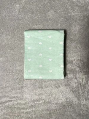Child of Mine Carter's Baby Blanket White Hearts Mint Green Flannel Receiving - Image 1 of 3