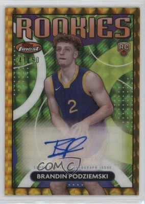 2023 Topps Finest Rookie Gold Geometric Refractor /50 Brandin Podziemski Auto RC - Image 1 of 2