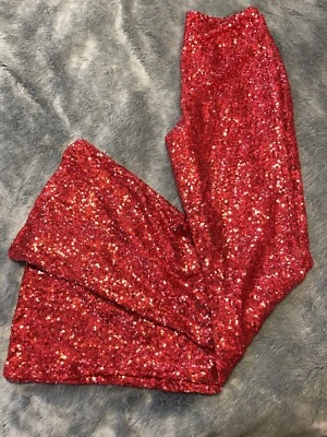 Nuevo con etiquetas Pantalones Only Hearts Helena Stuart Lentejuelas Rojas Damas Cintura Mediana Alta Acampanados Foto 1 de 4