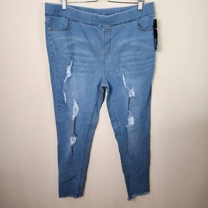 JVINI Pull On Skinny Denim Jeggings Distressed Plus Size 2XL Stretch Jean New - Picture 1 of 8