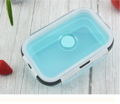 Contenedor de almacenamiento de alimentos plegable de silicona portátil para microondas 3 piezas Foto 1 de 4