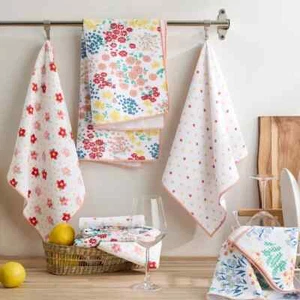 Microfiber Kitchen Towels Soft Super Absorbent Lint Free Washable 8 Pk Floral 77 - Picture 1 of 3
