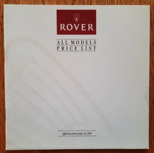 ROVER all models car sales brochure price list from July 1991 - Picture 1 of 5