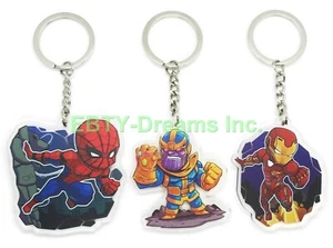 Set of 3 Acrylic Keychain Iron Man Spider-Men Thanos - Picture 1 of 2