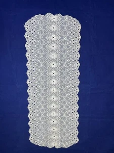 Sheer Runner With Machine Sewn Designs White 32in long x 12.5in wide - Picture 1 of 8