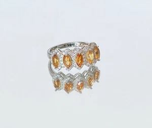 Anillo de plata piedra de nacimiento de noviembre R6333S citrino cóctel marquesa - Imagen 1 de 2