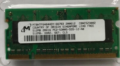 Micron 512MB  DDR2 667 CL5  RAM 512MB2Rx16 PC2-5300S-555-12-A0 - Image 1 of 2