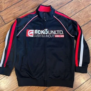 Ecko Unltd jacket mens XL Black Red full zip sweatshirt comfort rhino Raw Uncut - Picture 1 of 10
