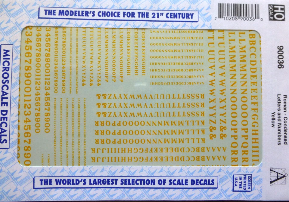 Calcomanía a microescala #90036 alfabetos - romana condensada - amarilla Foto 1 de 1