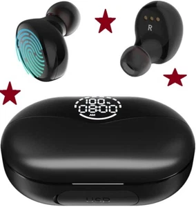 Wireless Bluetooth Earbuds w/LED Digital Display Charging Case Built-in Mic - Imagen 1 de 5