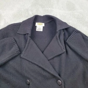 Talbots Wool Cashmere Double Breasted Cardigan Womens Small Black Knit Sweater - Picture 1 of 7