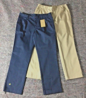 Lands End Girls Chino School Uniform Dress Pants Khaki & Blue  Size 14 & 14+ - Image 1 of 4