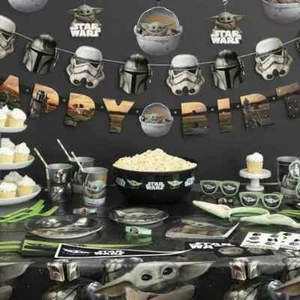 STAR WARS GEBURTSTAGSBANNER Mandalorianer BABY YODA "HAPPY BIRTHDAY" 6' FUSS VOLLE KUNST - Bild 1 von 6