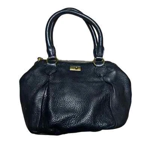J.Crew Hobo schwarze Damen-Handtasche aus Kieselleder mit Reißverschluss oben Doppeltrap - Bild 1 von 12