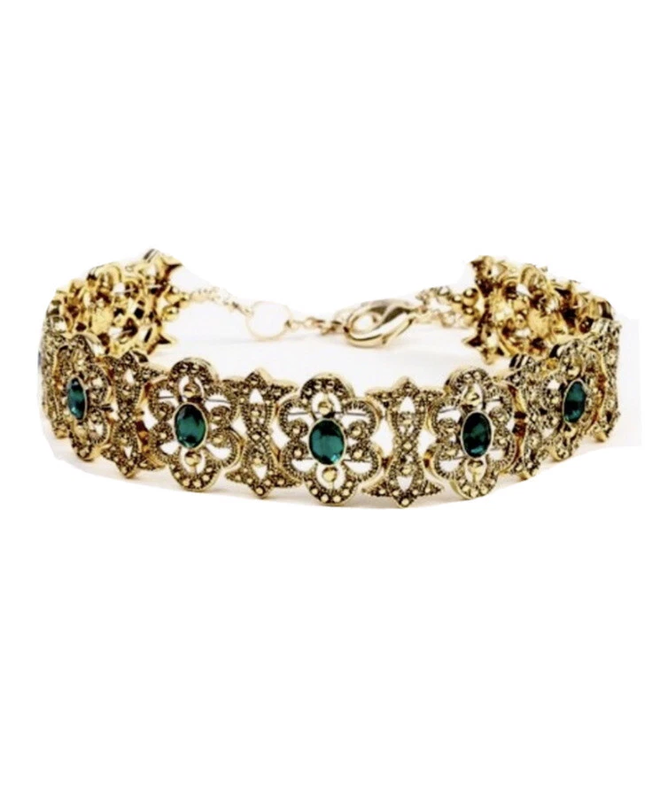 Amrita Singh Goldtone & Green Austrian Crystal Choker - Image 1 of 1