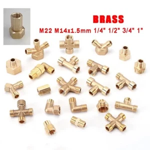 Accesorios de tubería M22 M14x1,5 mm conectores de latón adaptador recto, codo, camiseta, cruz - Imagen 1 de 31