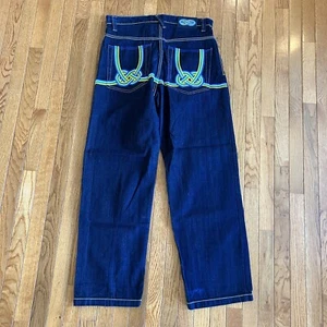 Evolution In Design Denim Jeans Men's 36x34 (Actual 36x34) Black Embroidered - Picture 1 of 10