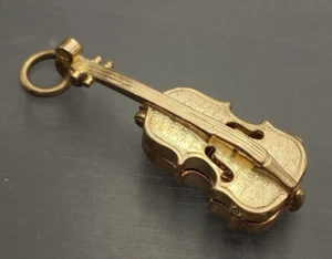 Large 9ct Gold Double Bass Violin Cello Pendant Charm 4.1 Grams - Picture 1 of 9